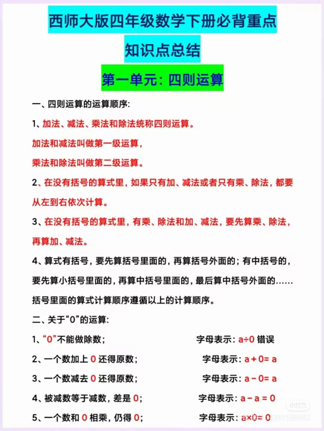 西师大版数学四年级下册必背知识点燃梦学堂-中小学电子版资料下载：课件/试卷/教案/知识点全覆盖燃梦学堂